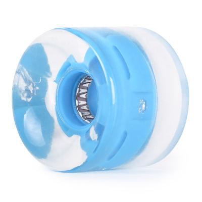 China Wholesale 60*45mm Adult Double Rocker OEM Skateboard Wheels Custom Light Blue Led Transparent Polyurethane Skateboard Wheels For Sale for sale