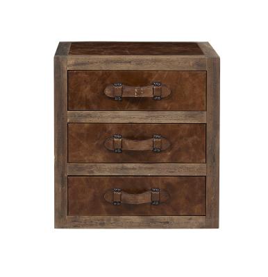 China Top Grain Genuine Leather Steamer Trunk Bedside Table , Living Room Trunk Coffee Table Old Finish for sale