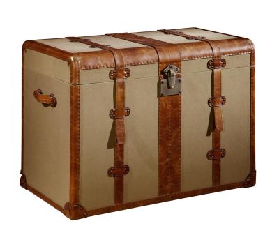 China Big Beige Canvas Decorative Storage Chests And Trunks 0.435CBM Volume Plywood Frame for sale