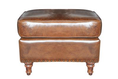 China Comfortable Relax Vintage Leather Furniture Medium Brown Storage Ottoman For Home for sale