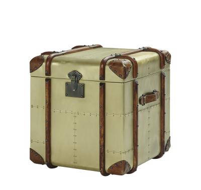 China Office Lifted Cover Brass Leather Storage Trunk Full Genuine Leather Handle for sale