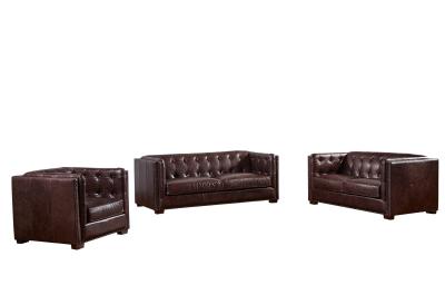 China 5 Star Hotel Full Soft Leather Sofa Set , Chocolate Brown Leather Couch American Style for sale