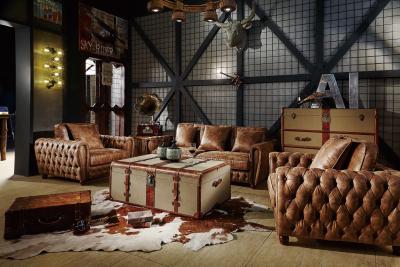 Chine Mousse à haute densité/éponge de sofa en cuir mou à extrémité élevé de Brown foncé pour le salon à vendre