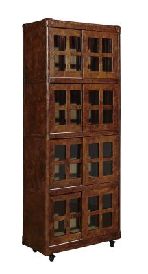 China Four Layers Tall Slim Bookshelf , Dark Brown Office Furniture Bookcase With Doors for sale