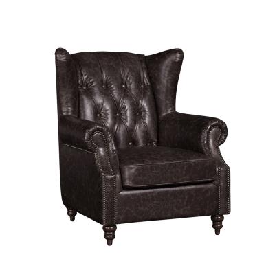 China Tiger High Back Leather Armchair Elegant Back Buttons Living Room Decoration for sale