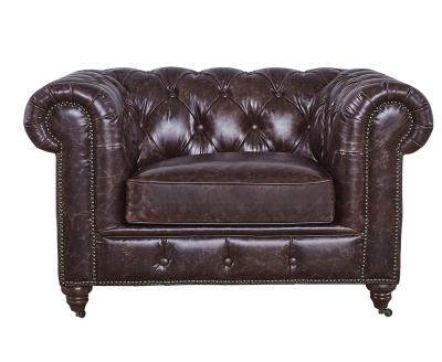 China Soft High Back Chesterfield Armchair , Modern High Back Wing Chairs For Living Room for sale