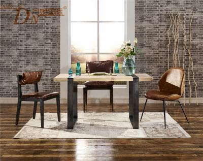 China Modern Dining Room Tables Furniture , Wooden Kitchen Dining Tables Metal Frame for sale