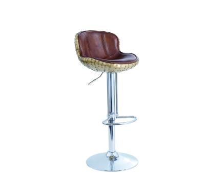 China Rotated Adjustable Leather Counter Height Stools Spoon Shape Brass Sheet Material for sale