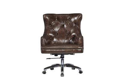 China Deep Buttons Back Leather Office Desk Chair , Brown Leather Executive Desk Chair for sale