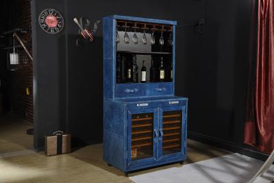 China Strong Canvas Bar Storage Cabinet , Wine Cabinet Furniture Brass Nails Decoration for sale