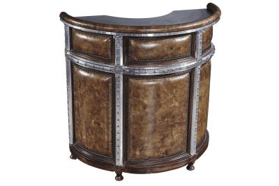 China Solid Wood Frame Backless Counter Height Bar Stools Vintage Brown Leather Brass Nails for sale