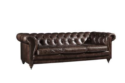 China American Three Seater Leather Sofa With Fine Upholstering / Living Room Furniture for sale