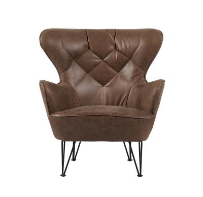 China Industrial Unique Top Grian Leather Leisure Chair With Steel Frame for sale