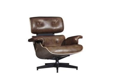 China Vintage Industrial  Leather Eams Leisure Swiviel Chair Bend wood Frame for sale