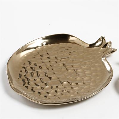 China Nordic Minimalist Golden Modern Ceramic Decorative Tableware Fruit Dish Tray Decoration Dry Home Accessories Bowl for sale