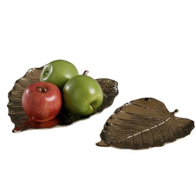 China Minimalist Modern Gold Plated Decorative Fruit Bowl Maple Leaf Ceramic Nordic Dry Dish Set For Home Decor Luxury for sale