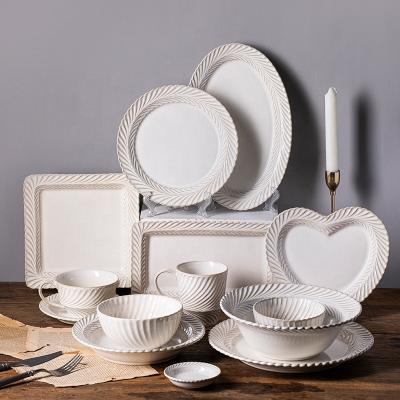 China Viable Mimosa Bone China Dinnerware Porcelain Bowl Charger Dishes Home Oven-Changed Ceramic Dinnerware Sets for sale