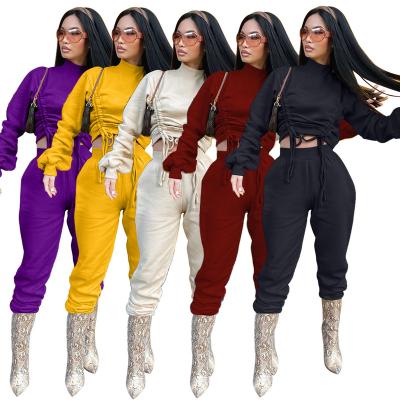 China YD-B2028 Anti-wrinkle fashion casual zipper long sleeve plus size pants set two piece streetwear for sale