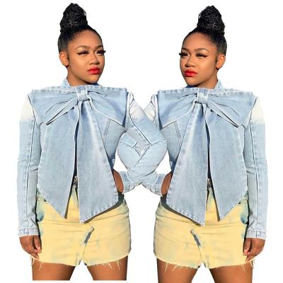 China Anti-Wrinkle You Do Shirt SMR9493 2022 News Style New Style Jeans Long Sleeves Big Bowknot Women Sexy Shirt for sale