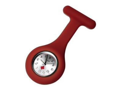 China Rojo portátil broche China movimiento enfermera Fob reloj con caso de silicona, láser logotipo rellena en venta