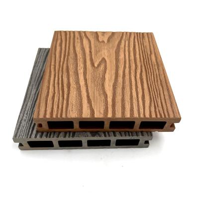 China Waterproof Wear Resistant Anti-Slip Hollow Decking Tiles Groove Wood Composite Decking WPC Exterior Decking for sale