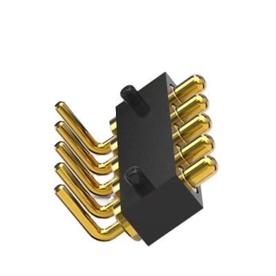 China Power Load New Designed 4 Pin Bend Waterproof Connector Male 5 Spring Loaded Female Pogo Pin Connector for sale