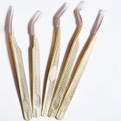 China Volume Tweezers Lashextensions Tweezers Precise Closing Japanese Steel Plated Eyelash Extension Tweezers White Gold Eyelash Extension Tweezers for sale