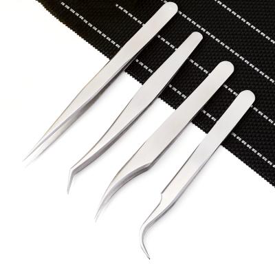 China High Precision Silver Straight Eyelash Tweezers Stainless Steel Tweezers For Eyelash Extension for sale