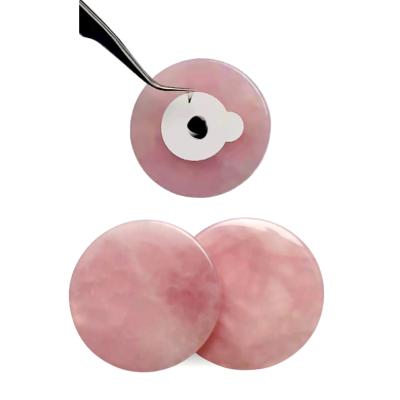 China Wholesale Natural Round Lash Extensions Gold Tattoo Ink Smooth Pink Jade Stone For Lashes Glue Holder Eyelash Extension Tools for sale