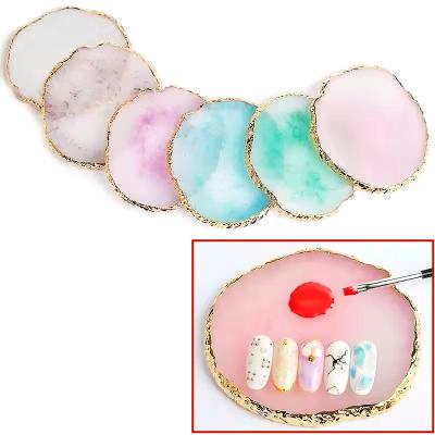 China Makeup Color Mix or Professional Crystal Agate Resin Nail Art Palette for Nail Art Palette Cream Nail Polish Pink Palette for sale