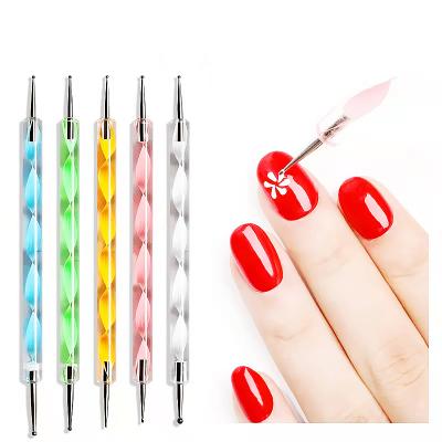 China Acrylic Nail Art Nail Brush Set Metal Various Of Sizes Private Label Gel Nail Polish Double Coating Brush for sale