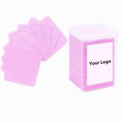 China Cloth Nails Box Packaging Custom Nail Gel Polish Lint Free Wipes Soft Cloth For Nails Pink Purple for sale