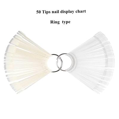 China Nail Color Tip Charts Nail Polish Display Ring 50 Tips / Ring Acrylic Nail Polish Color Card Chart Display Detachable Nail Practice Fan together for sale