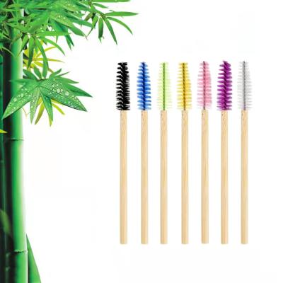 China Wholesale DIY Makeup Natural Pink Black Bamboo Handle Daily Custom Made Yellow Bamboo Mascara Lash Brush for sale