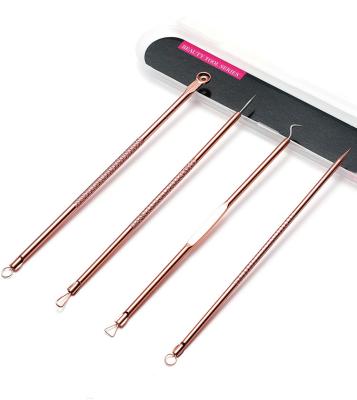 China Comedone Pimple Extractor Pin Tool Set 4 Pcs Stainless Steel Acne Needle Set Rose Gold Whitehead Blackhead Acne Pimple Needle Blemish Extractor Tools for sale