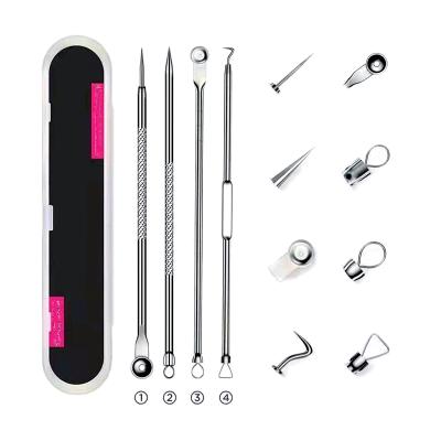 China Pin Tool Set Acne Removal Pin Tool Set Comedone Pimple Pimple Needle Spoon Pore Remover Facial Remover Comedone Pimple Extractor Set High Quality 4pcs for sale