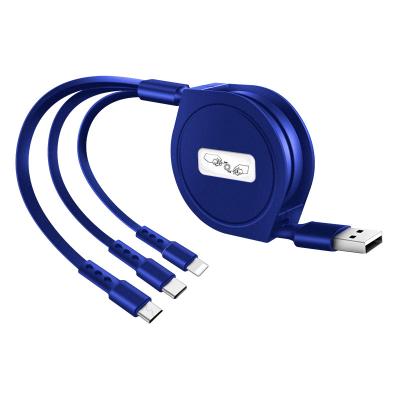 China For Android Hot Selling 2.1A Retractable 3 In 1 Charger Micro USB Cable Type C Mobile Phone Charging Cable For iPhone Type-C Micro USB Phone for sale