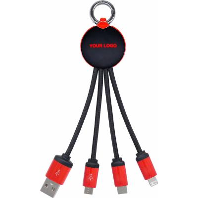 China 2021 Mobile Phone Etc.electronic product gift charging cable 3 in 1 usb/type-c charger cord logo lightup usb charging micro cabl for sale