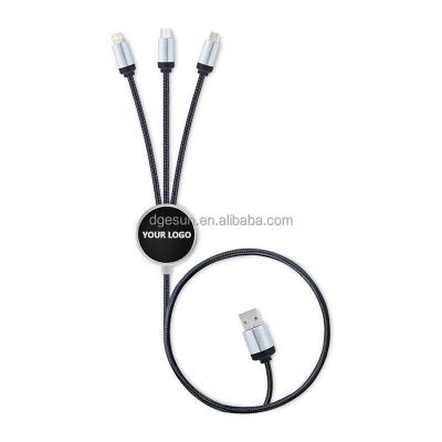 China 2021New speed promotion fast charging LOGO LED braided TYPE-C cable micro cable fast charging USB electrical data line for sale