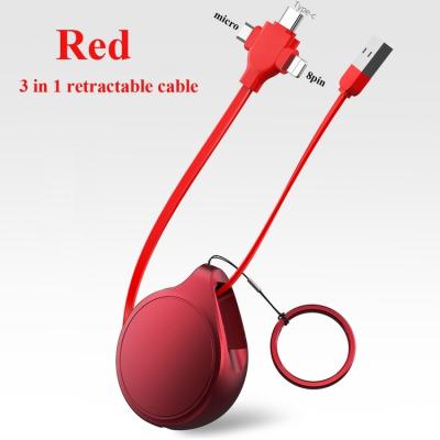 China Mobile Phone Types 2021 New Type C Data Style Cable Fast Charging C Cable 3 In 1 Retractable USB Cable For Mobile Phone Free Shipping for sale