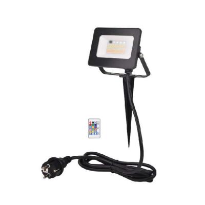 China Easy Installation SMD 15W IP65 RGBW Dimmable CCT Adjustable Waterproof Spike Floodlight Remote Control Outdoor RGB LED Garden Lawn Flood Lights for sale