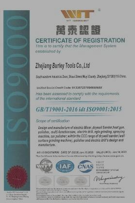 ISO9001 - Zhejiang Burley Tools Co., Ltd.