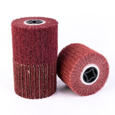 China MAXXT 100*120 Deburring Abrasive Nylon Brush Wheel for Wire Drawing and Metal Polishing Steel Burnishing Drum for sale