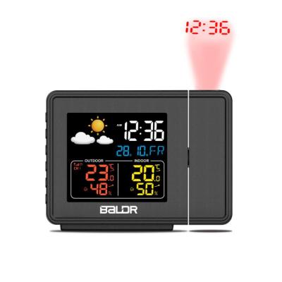 China BRIEF Digital Radio Controlled Projection Alarm Clock With LCD Color Display Weather Station for sale