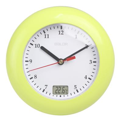 China Class Stocktake Sales Colorful Bathroom Analog Clock IPX4 Waterproof Spray Wall Clock LCD Show Indoor Temperature for sale