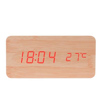 China Calendars Stocktake Sale Digital Wooden Alarm Clock With Temperature Bedroom Office Clock Home Decorative With Thermometer for sale