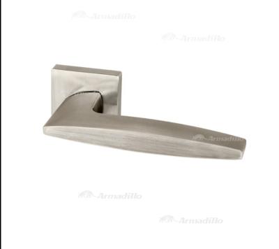 China Square Zinc Alloy Rosette Door Lever Handle Satin European Minimalist Interior Nickel for sale