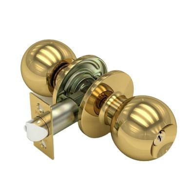 China Modern Good Quality Furniture Hardware Gold Handle Locks Brass Round Knob Locks for sale