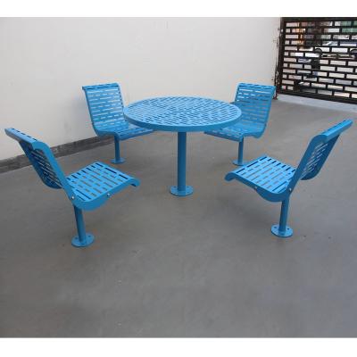 China Modern Gavin City Street Furniture park funishings laser cut metal steel outdoor round tables and chairs garden outdoor table furniture for sale