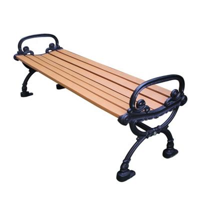 China Modern Outdoor Backless Recycled Plastic Composite Wood Slats And Cast Iron Park Garden Bench for sale